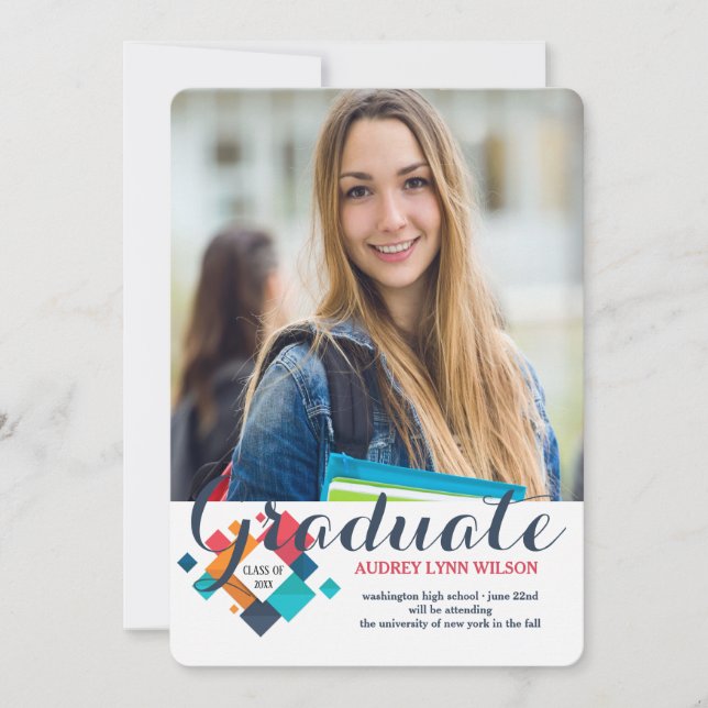 Invitation Couleurs parfaites Photo Graduation Annonce/Invita (Devant)