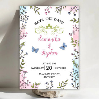Invitation Couleurs Pastel Dessin Floral Illustratif Sauvegar