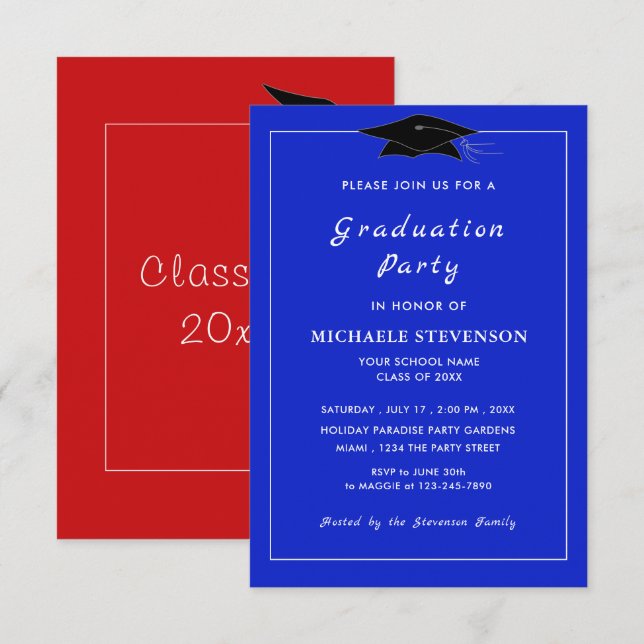 Invitation Couleurs personnalisées et police de votre invitat (Devant / Derrière)