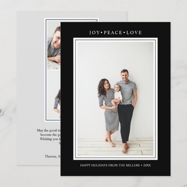 Invitation Couleurs simples | Black Vertical Multi Photo (Devant / Derrière)