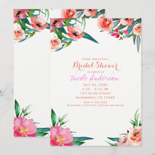 Invitation Couleurs Vives Amusantes Floral Chic Estival Aquar
