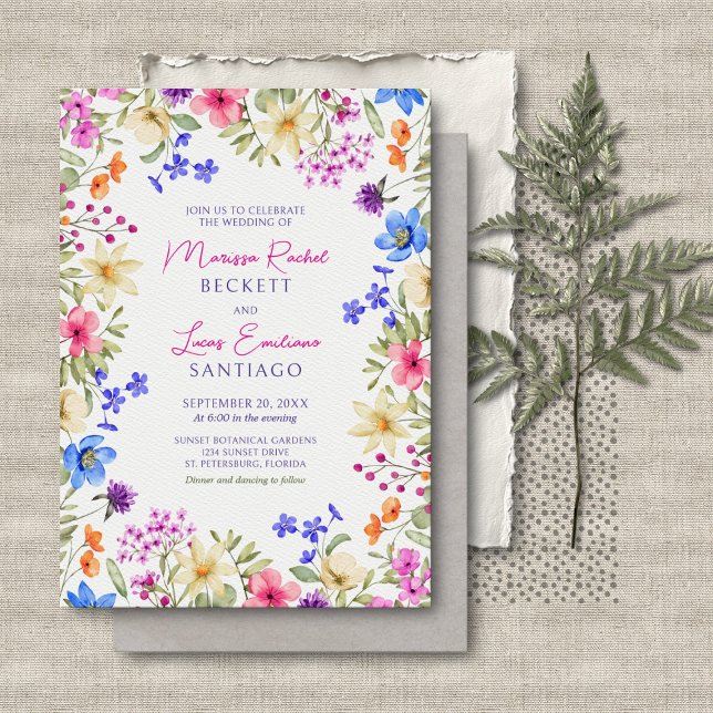Invitation Couleurs vives Vivid Fleur sauvage Mariage (Créateur téléchargé)
