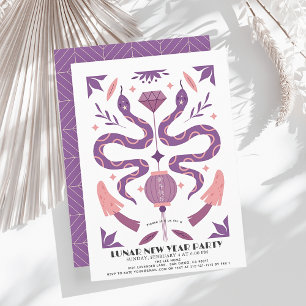 Invitation Couleuvre violette 2025 Fête du Nouvel An Lunaire/