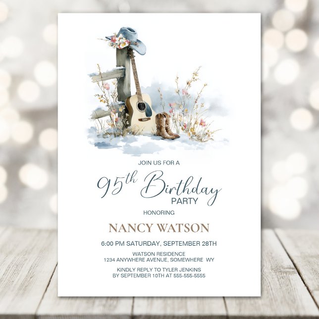 Invitation Country and Western Winter 95th Birthday Party (Créateur téléchargé)