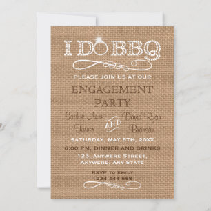 Invitation Country Burlap I DO BBQ Engagement Party Inviten