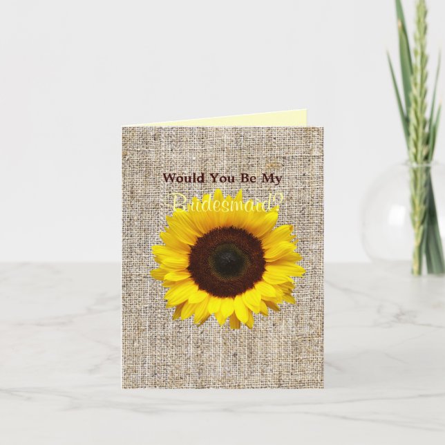 Invitation Country Burlap Tournesol Serez-Vous Ma Femme D'Acc (Devant)