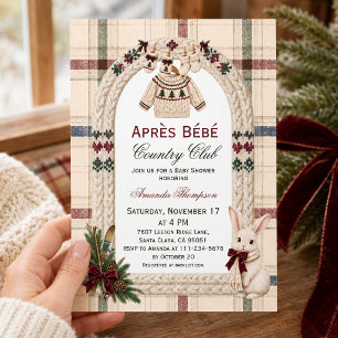 Invitation Country Club Après Bébé Bunny Fête de Naissance Sk