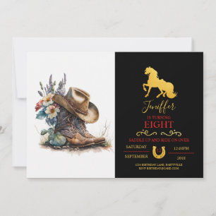 Invitation Country Cowgirl Boots Flower Casquette Texas