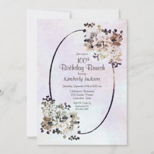 Invitation Country Floral 100e Anniversaire Brunch