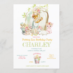 Invitation Country Girl Pet Zoo fête d'anniversaire