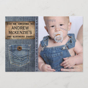 Invitation Country Kid Birthday Party Denim Jean Style