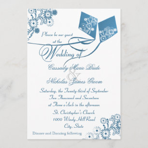 Invitation Country Kites Bouquet Mariage Bleu