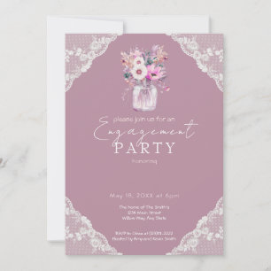 Invitation Country Lace Mason Jar Pink