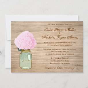 Invitation Country Russe Mason Jar Hydrangea Mariage