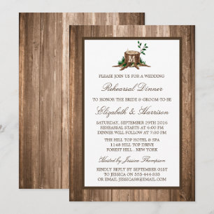 Invitation Country Rustic Monogramme Dîner de répétition en b
