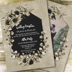 Invitation Country Sunflower Floral Photo Réception de mariag