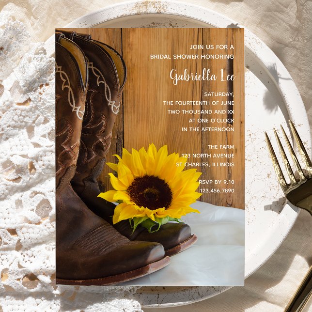 Invitation Country Sunflower Western Bridal Showboat Invitati (Créateur téléchargé)