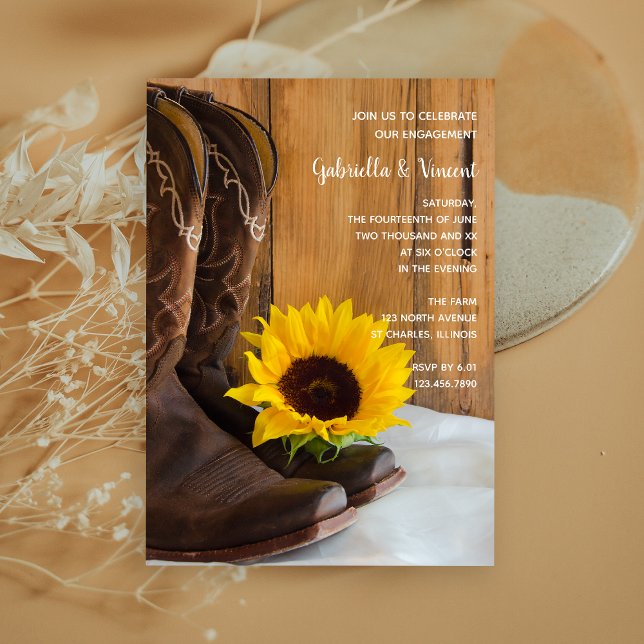 Invitation Country Sunflower Western Fiançailles Barne Party (Créateur téléchargé)
