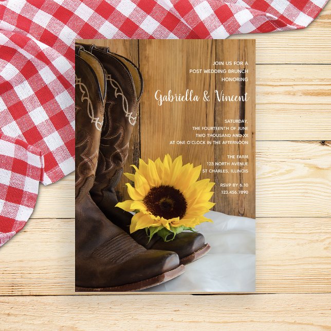 Invitation Country Sunflower Western Post Mariage Brunch (Créateur téléchargé)