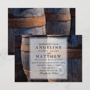 Invitation Country Vineyard & Russe Wine Barrel Mariage