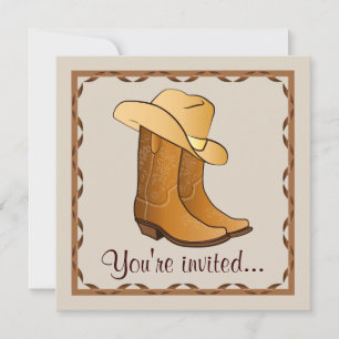 Invitation Country Western Party avec des bottes de cowgirl e