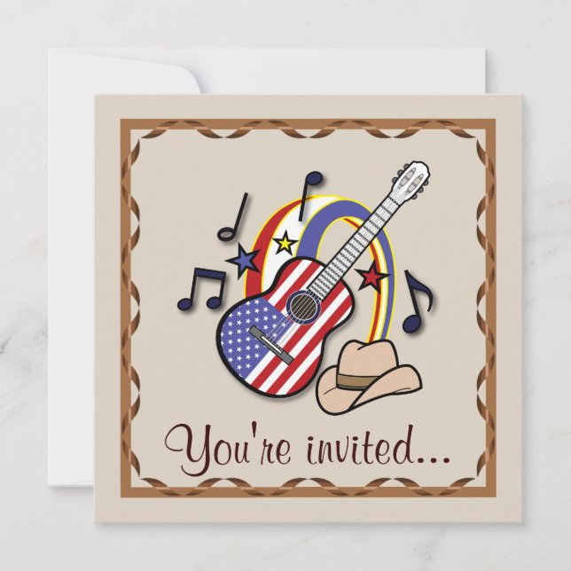 Invitation Country Western Party avec guitare (Devant)