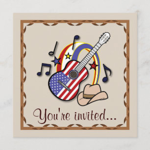 Invitation Country Western Party avec guitare