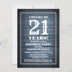 Invitation Country Wood 21e fête d'anniversaire