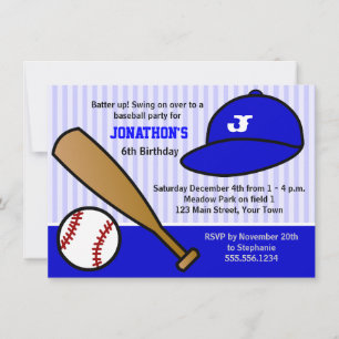 Invitation Coup de baseball sur coutume Bleu et blanc
