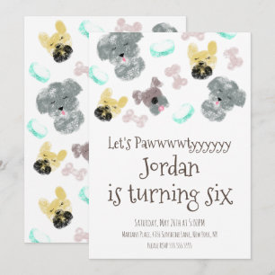 Invitation Coup de Chien Pawtyyyyy fête d'anniversaire