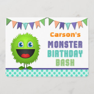 Invitation Coup mignon d'anniversaire de monstre