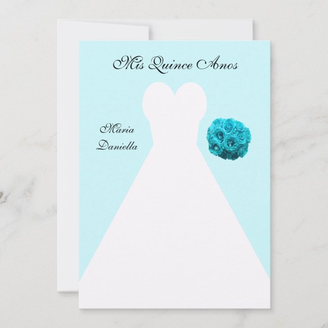 Invitation Coupe blanche de la Quinceanera sur Arrière - plan (Devant)