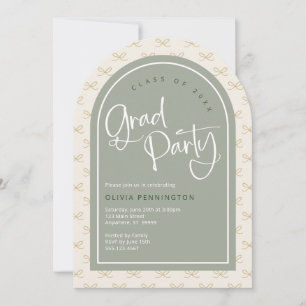 Invitation Coupe Bows Sage Green Gold Photo Party