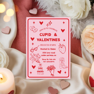 Invitation Coupe Cupidon et fête de Galentine fantaisiste