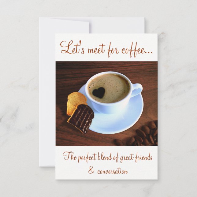 Invitation Coupe de café avec mousse en forme de coeur (Devant)