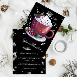 Invitation Coupe de Noël Hot Chocolate Fête Noir