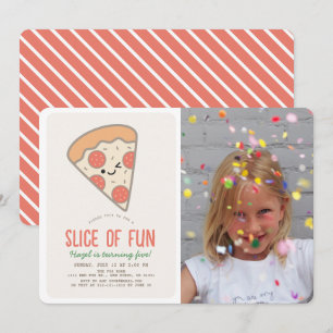 Invitation Coupe de Pizza Party Kawaii fête d'anniversaire