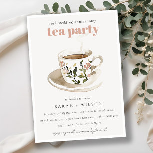Invitation Coupe de Thé Floral Mariage Anniversaire Tea Party