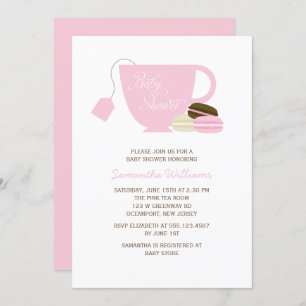 Invitation Coupe de Thé Rose et Baby shower de filles Macaron