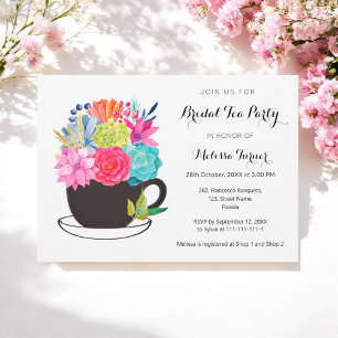 Invitation Coupe Florale de la fête du thé de la nuptiale
