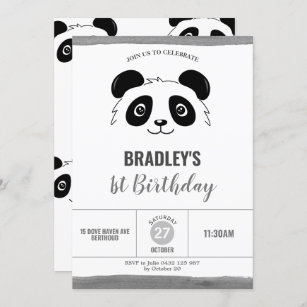 Invitation d'anniversaire de panda, invitation d'anniversaire de partie  d'ours de panda noir et blanc, invitation d'anniversaire de Pandamonium  pour des filles, n'importe quel âge CEP130 -  France