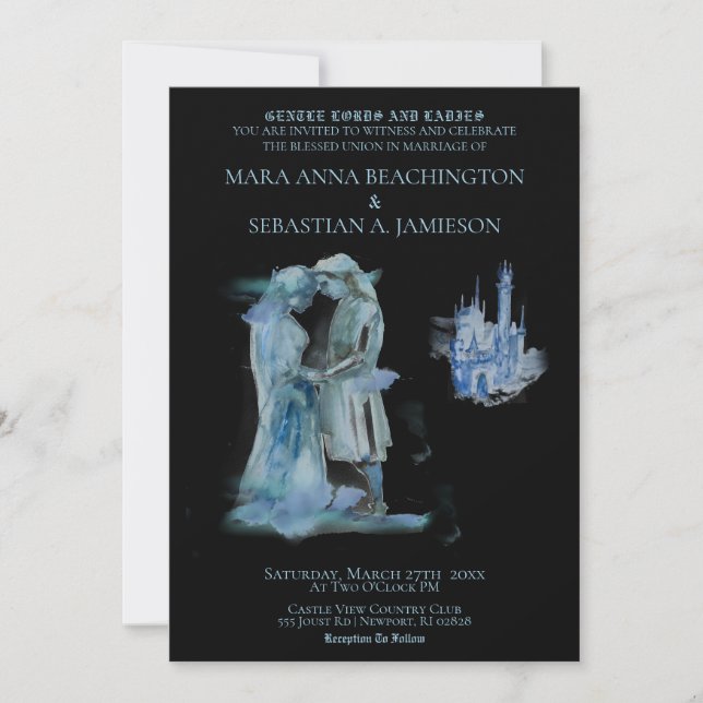 Invitation *~* Couple de château médiéval Château de l'amour  (Devant)