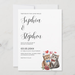 Invitation Couple de chats en amour mariage