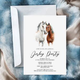 Invitation Couple de chevaux à l'aquarelle romantique Derby d