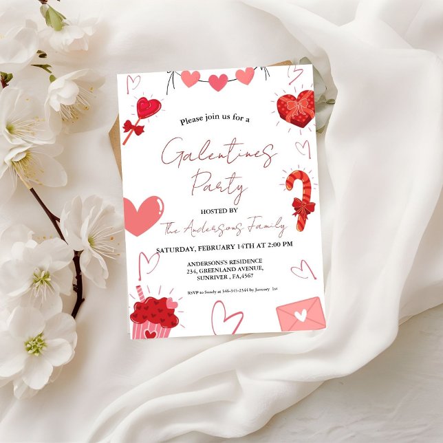 Invitation Couple de Coeur Rose et Rouge Saint Valentin (Créateur téléchargé)