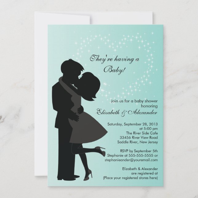 Invitation Couple de femme enceinte en Baby shower d'amour (Devant)