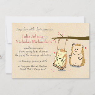 Invitation Couple de hérissons mignons sur une balançoire d'a