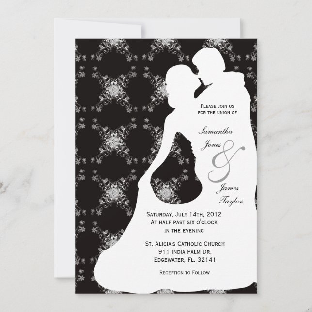 Invitation Couple de Silouhette, Mariage blanc (Devant)