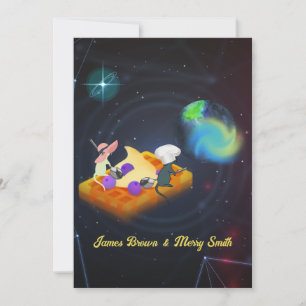Invitation Couple de souris dans l'amour Flying Waffle Mariag