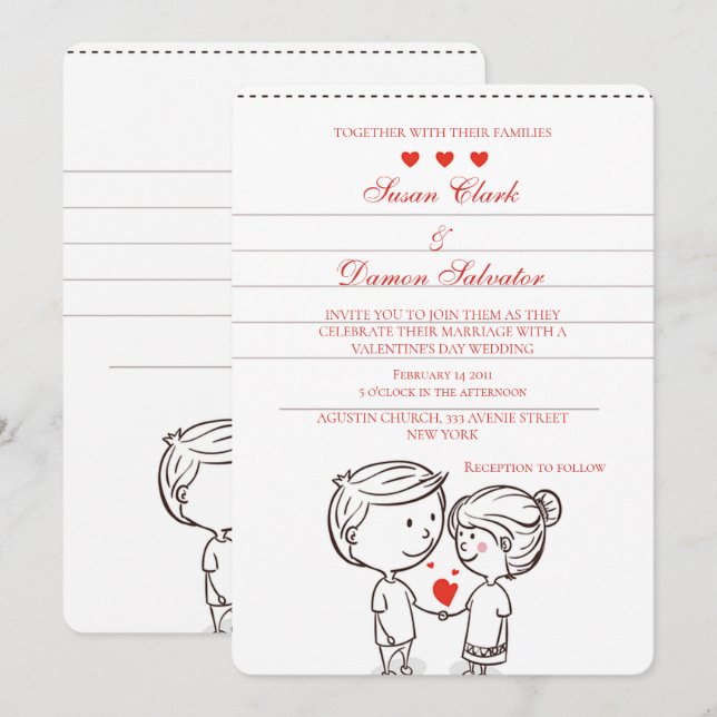 Invitation Couple In Love La Saint Valentin (Devant / Derrière)